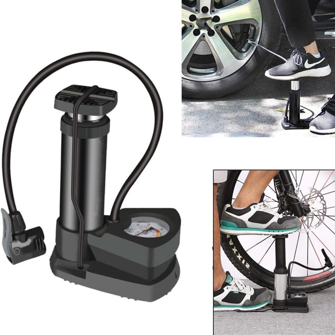 Universal Portable Air Tyre Pressure Pump Single Cylinder Foot Pump For Bike And Car in Premium Quality