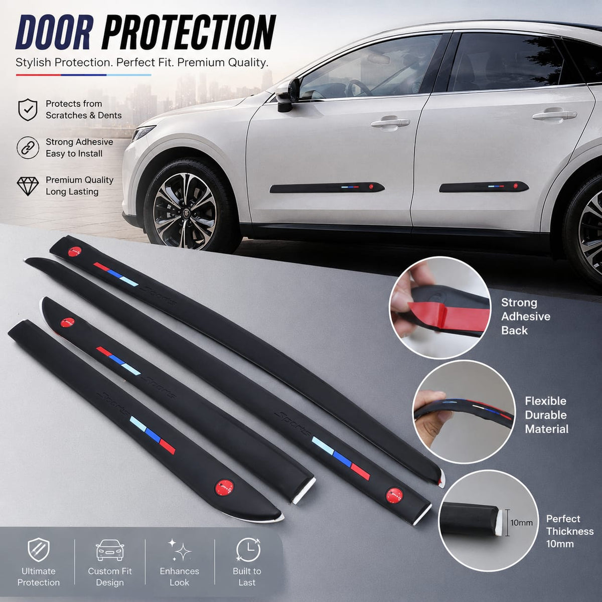 Universal Sillicon Car Door Guard Rubber Protection Perfect Fit Premium Quality 4 Pcs Set