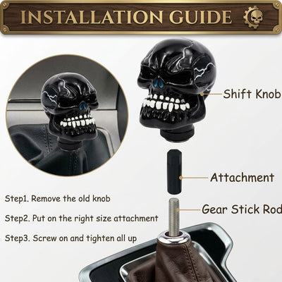 Universal Skull Gear Knob Gear Shift Knob Manual Transmission Shifter Lever Stick(Black)