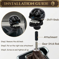 Universal Skull Gear Knob Gear Shift Knob Manual Transmission Shifter Lever Stick(Black)
