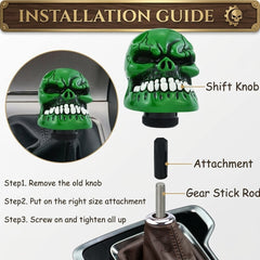 Universal Skull Gear Knob Gear Shift Knob Manual Transmission Shifter Lever Stick(Green)