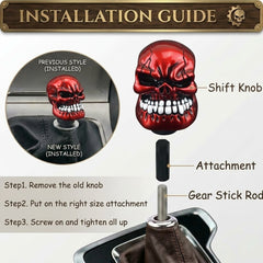 Universal Skull Gear Knob Gear Shift Knob Manual Transmission Shifter Lever Stick(Red)