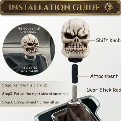 Universal Skull Gear Knob Gear Shift Knob Manual Transmission Shifter Lever Stick(Skin)