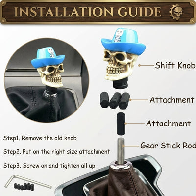 Universal Skull Gear Knob With Cap Gear Shift Knob Manual Transmission Shifter Lever Stick(Skin)