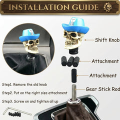 Universal Skull Gear Knob With Cap Gear Shift Knob Manual Transmission Shifter Lever Stick(Skin)