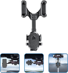 Universal Upgraded Car Phone Holder, Multifunctional Adjustable Rear View Mirror Car Mount for All Smartphones