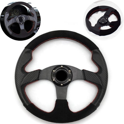 Universal 14 Inch Car Steering Wheel In Leather Stuff For Car 1 Pc
