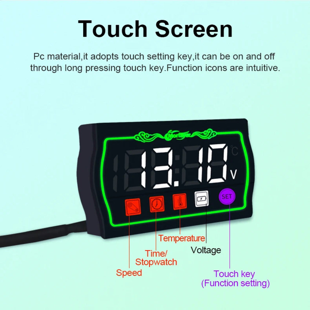 Universal 5in1 Motorcycles digital RPM Time Weather temperature Voltage Stopwatch meter Mini LED Digital Display meter