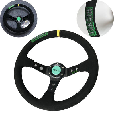 Universal Black Deep Dish Steering With Premium Quality In Alcantara Staff