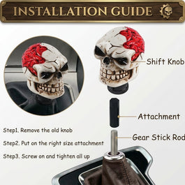 Universal Broken Head Skull Gear Knob Gear Shift Knob Manual Transmission Shifter Lever Stick(Skin)