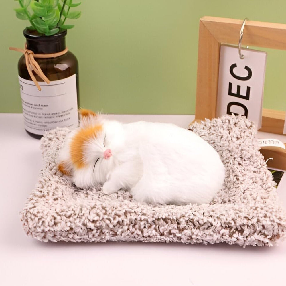 Universal Dashboard Car Sleeping Cat On Carpet Small (White)
