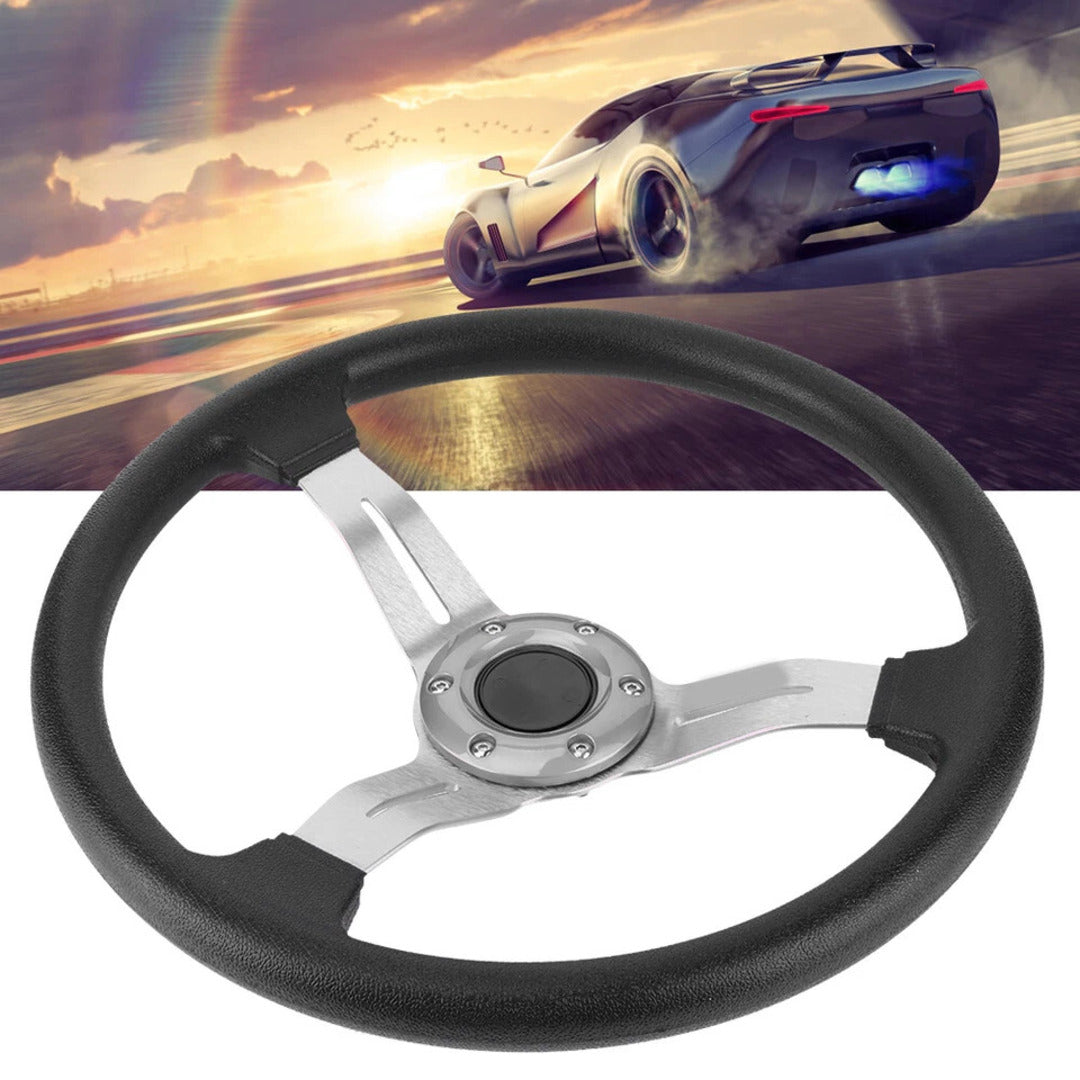 Universal Deep Dish Premium Quality Steering Silver 1 Pc