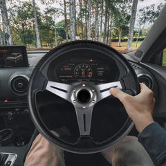 Universal Deep Dish Premium Quality Steering Silver 1 Pc
