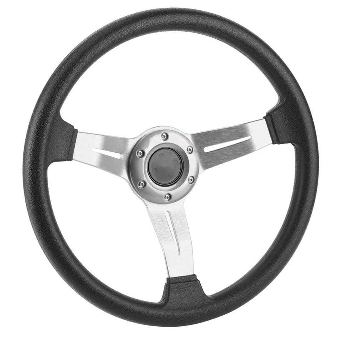Universal Deep Dish Premium Quality Steering Silver 1 Pc