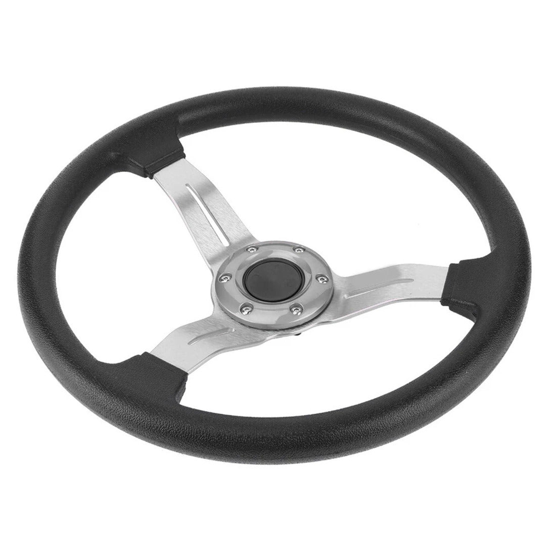 Universal Deep Dish Premium Quality Steering Silver 1 Pc