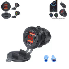 Universal Dual PD Dual QC 3.0 USB Car Charger 80W Fast Charging 1 Pc