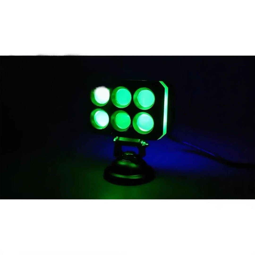 2 Pcs Set Universal HJG 6 SMD Fog Light Dual Color With RGB Function in Metal Body