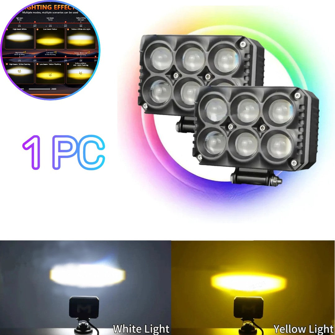 1 Pc Universal HJG 6 SMD Fog Light Dual Color With RGB Function in Metal Body