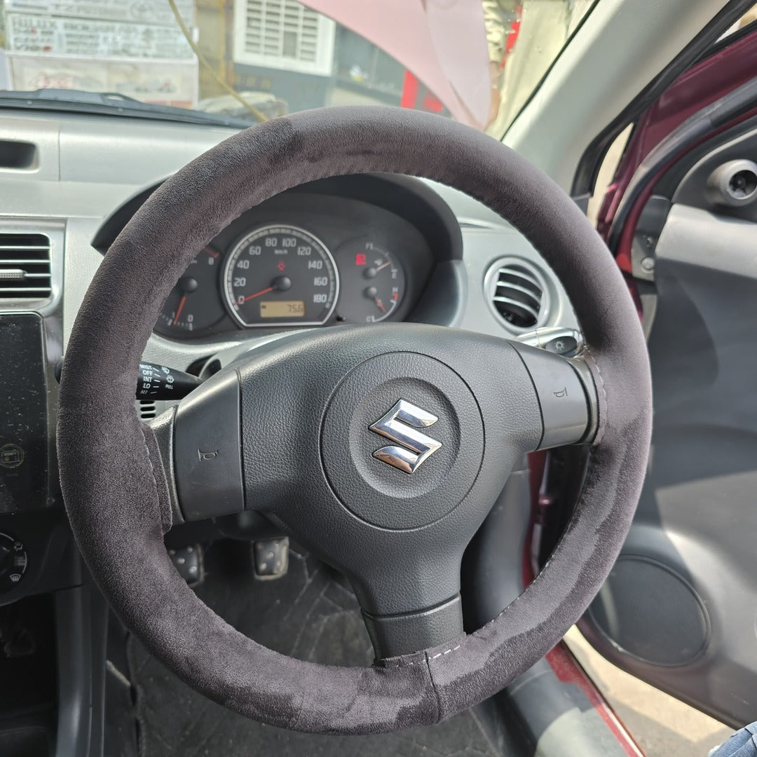 Universal Hand sewing Top Alcantara Steering Wheel Cover 1 Pc (Grey)