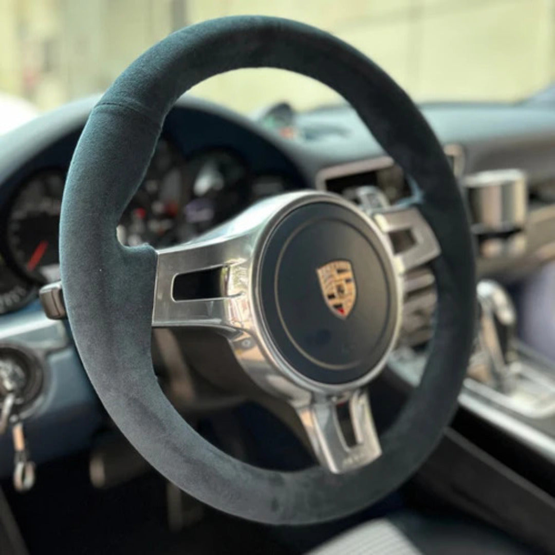 Universal Hand sewing Top Alcantara Steering Wheel Cover 1 Pc (Grey)