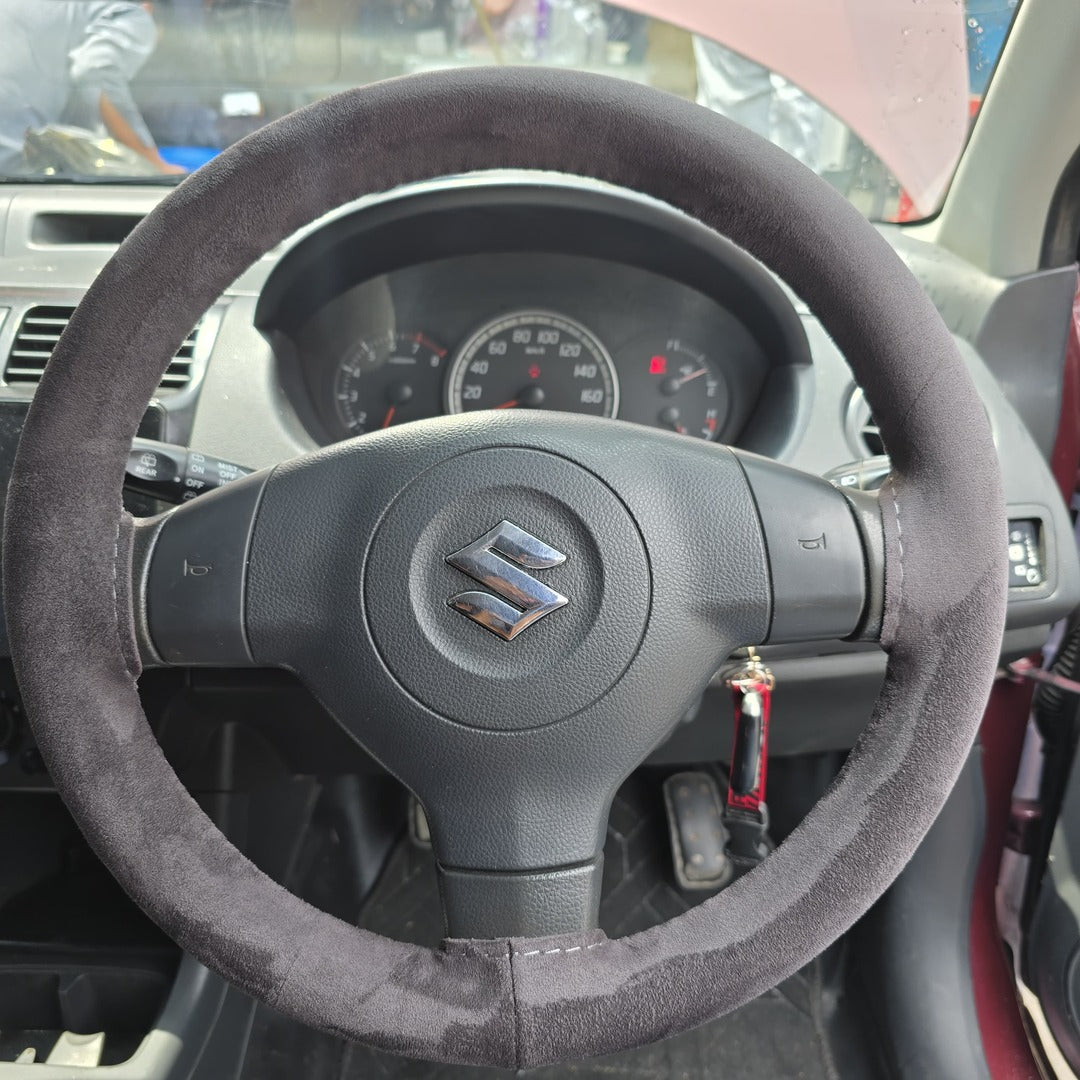 Universal Hand sewing Top Alcantara Steering Wheel Cover 1 Pc (Grey)