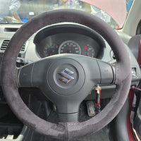 Universal Hand sewing Top Alcantara Steering Wheel Cover 1 Pc (Grey)