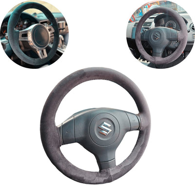 Universal Hand sewing Top Alcantara Steering Wheel Cover 1 Pc (Grey)