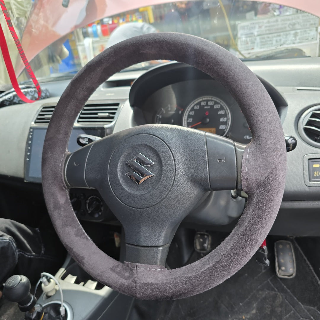 Universal Hand sewing Top Alcantara Steering Wheel Cover 1 Pc (Grey)
