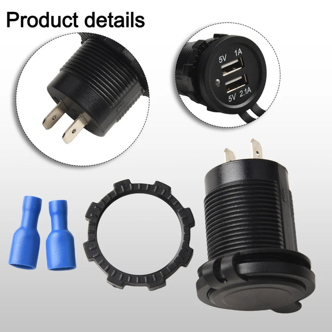 Universal In Dash Flush Mount Dual Car - Jeep USB Charger Panel 2 USB 2.1 A - 1.2 A