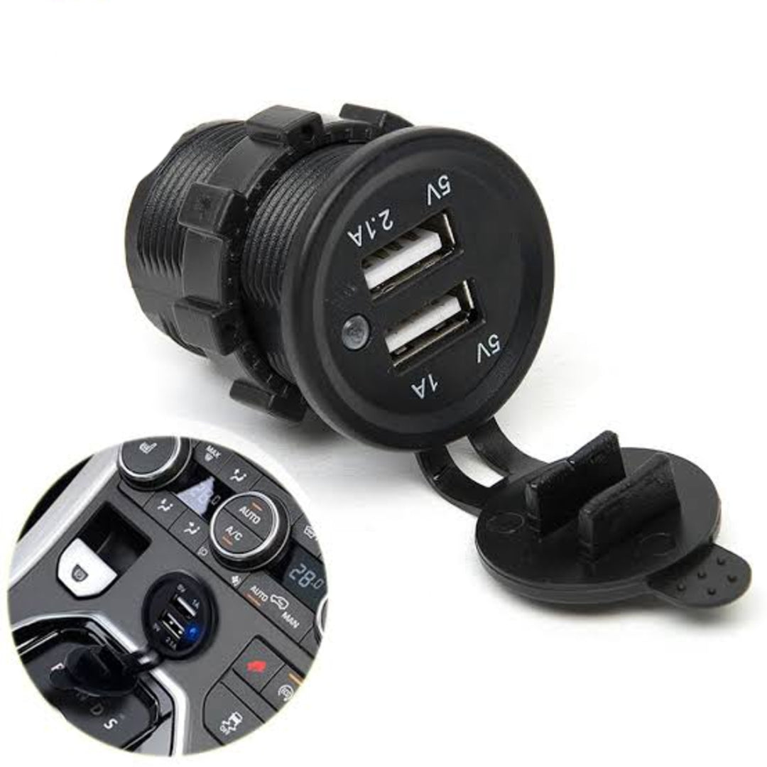 Universal In Dash Flush Mount Dual Car - Jeep USB Charger Panel 2 USB 2.1 A - 1.2 A