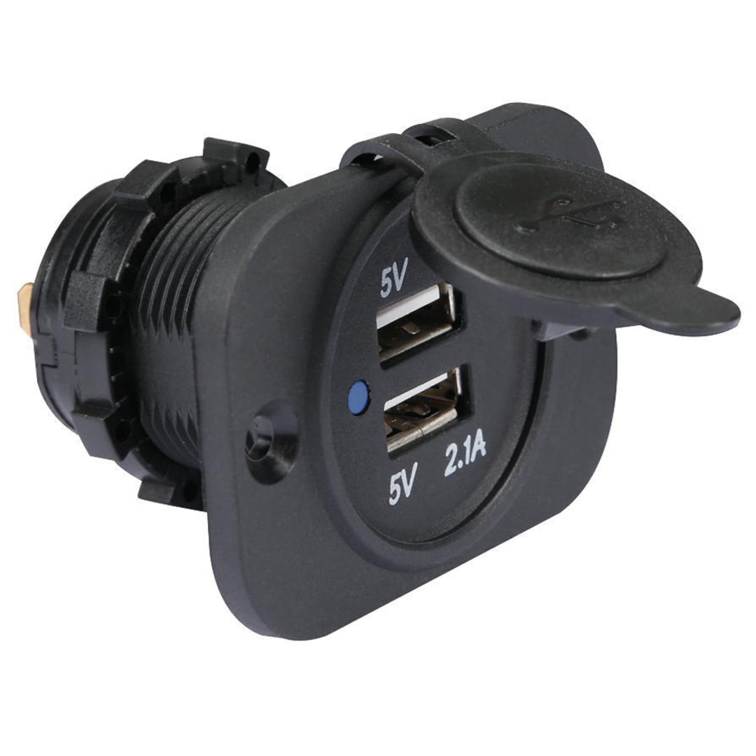 Universal In Dash Flush Mount Dual Car - Jeep USB Charger Panel 2 USB 2.1 A - 1.2 A