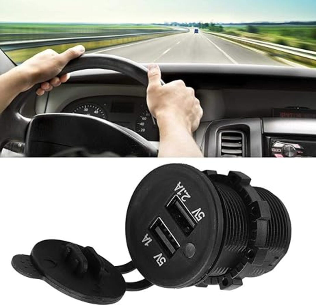 Universal In Dash Flush Mount Dual Car - Jeep USB Charger Panel 2 USB 2.1 A - 1.2 A