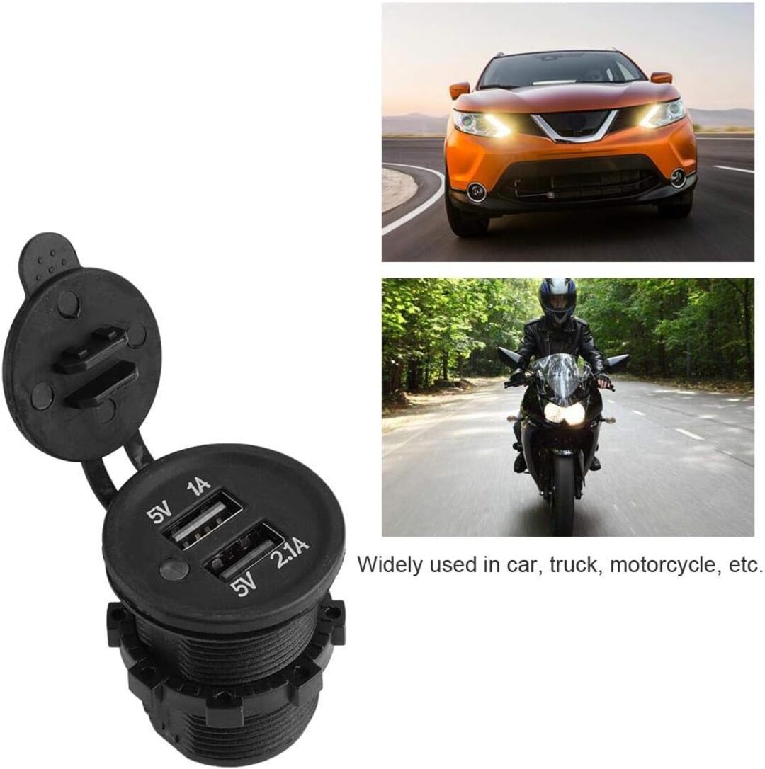 Universal In Dash Flush Mount Dual Car - Jeep USB Charger Panel 2 USB 2.1 A - 1.2 A