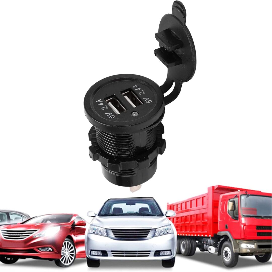 Universal In Dash Flush Mount Dual Car - Jeep USB Charger Panel 2 USB 2.1 A - 1.2 A