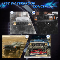 Universal Jeep LED Headlight Projector Bracket Style 5x7 Square Sealed Beam With DRL Hi-Low 2 Pcs Set
