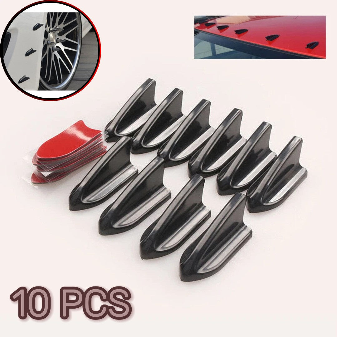 Universal Car Roof Shark Fin Spoiler Wings For Decoration 10 Pcs Set