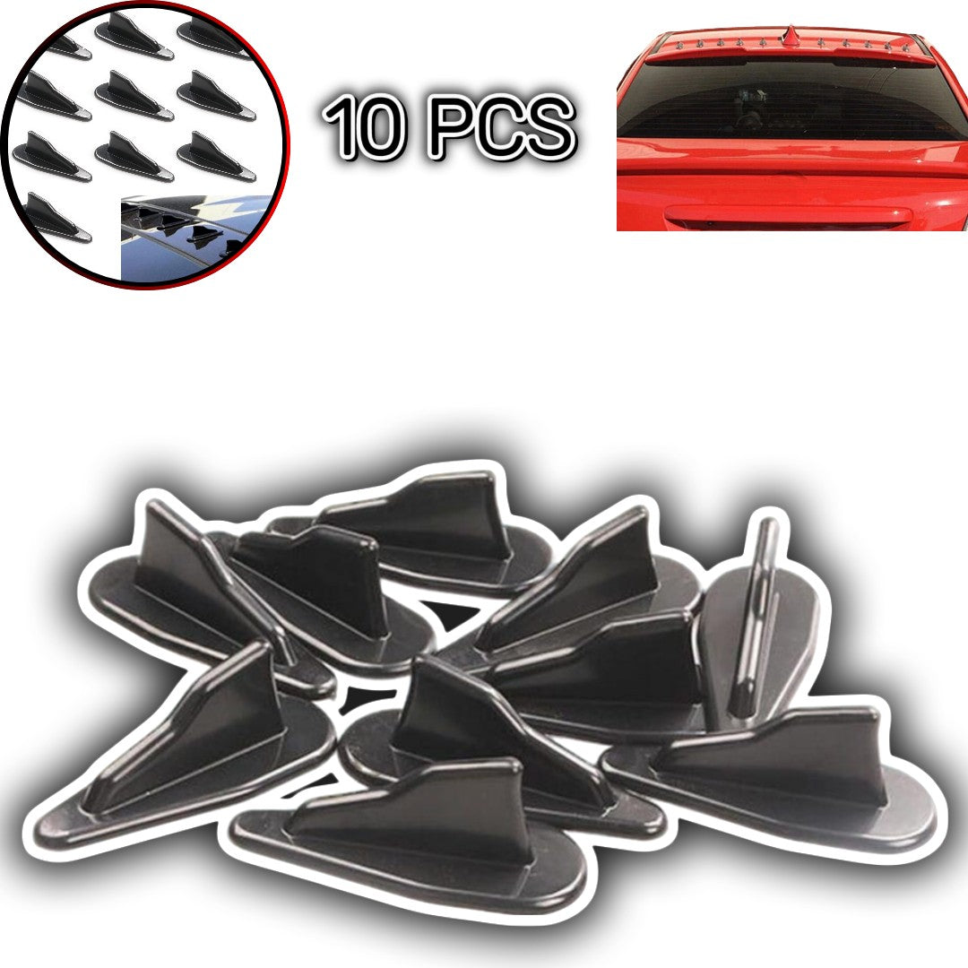 Universal Car Roof Shark Fin Spoiler Wings For Decoration 10 Pcs Set