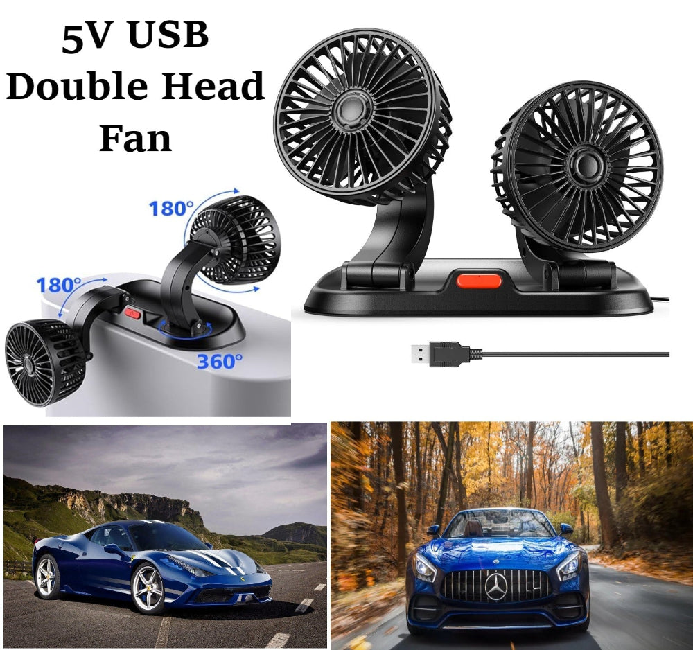 Universal USB 5V Mini Electric Car Fan Low Noise Summer Car Air Conditioner 360 Degree Rotating Cooling Fan Car 1 Pc