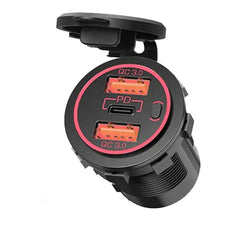 1 Pc Universal USB Dual QC3.0 Rapid Charger Triple Power Socket Car Charger Compatible with PD Type C 12-24v