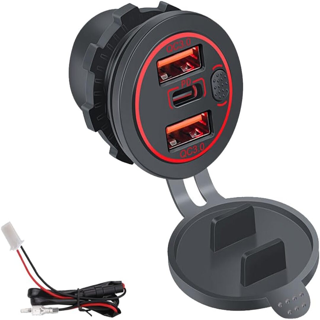 1 Pc Universal USB Dual QC3.0 Rapid Charger Triple Power Socket Car Charger Compatible with PD Type C 12-24v