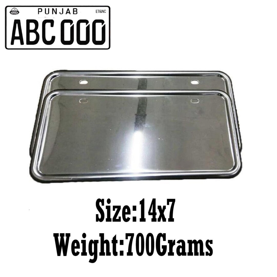 Universal Stainless Steel Metal Number Plate 2 Pcs Set (Large)