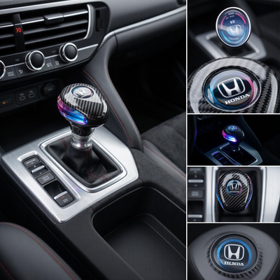 1 Pc Universal Honda Crystal RGB Gear Knob In Carbon Fiber