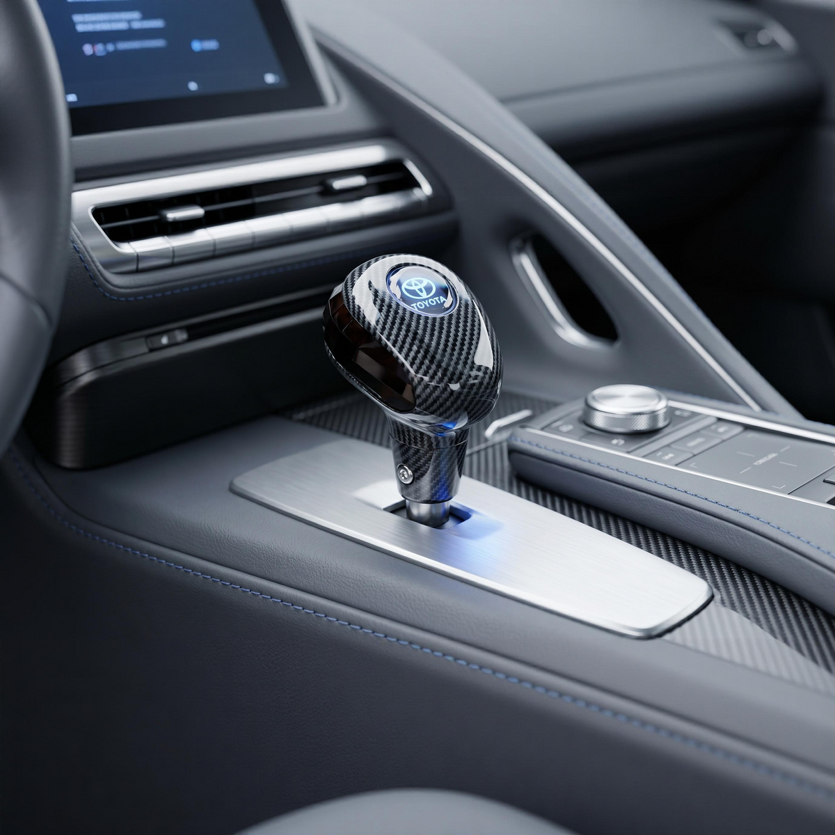 1 Pc Universal Toyota Crystal RGB Gear Knob In Carbon Fiber