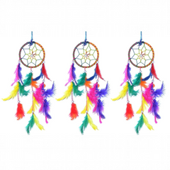 1 Pc Universal Hanging Colorful Rainbow Feather Dreamcatcher Ring For Car in Premium Quality