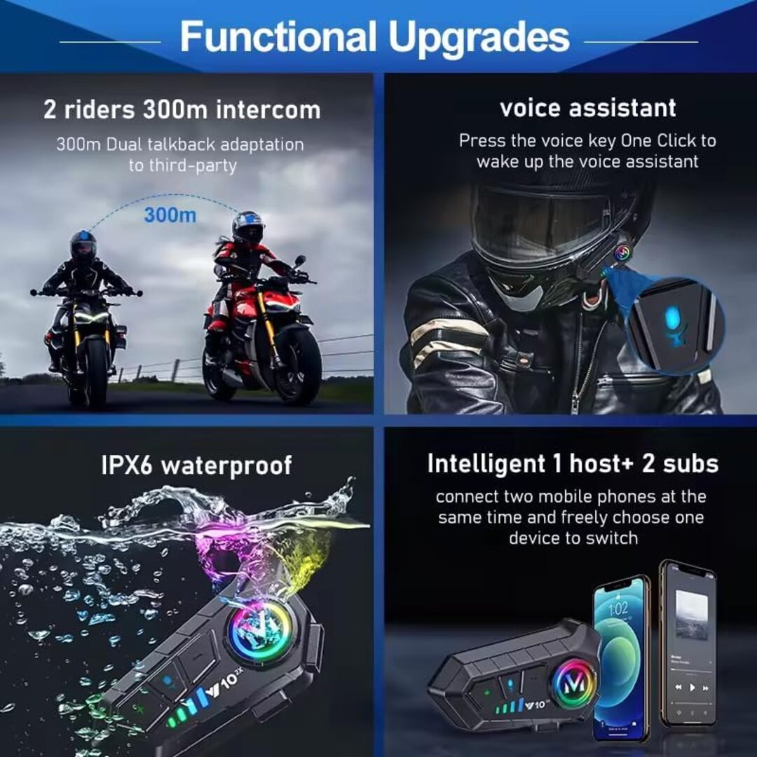 can bluetooth motorcycle helmets talk to each other V10 Helmet Talk Motorcycle Wireless Helmet Bluetooth with CVC Noise Re – Chaudhry Auto Store