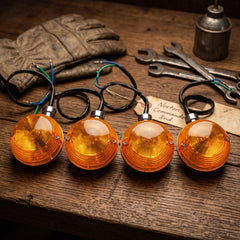 Universal Motorcycle Indicators Vintage Style Amber Turn Signals (4-Piece Set)