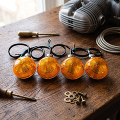 Universal Motorcycle Indicators Vintage Style Amber Turn Signals (4-Piece Set)