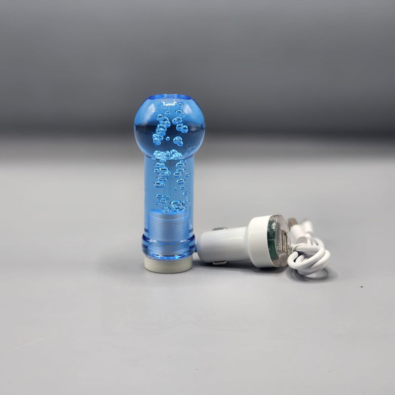 Universal Crystal LED Light Blue Shift Gear knob With Charger