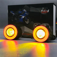 Mini Driving Ring Light Upgraded Model Motorcycle Auxiliary Spot Lights High Low Beam White / Yellow With Ring 2 Pcs Set