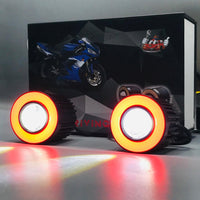 Mini Driving Ring Light Upgraded Model Motorcycle Auxiliary Spot Lights High Low Beam White / Yellow With Ring 2 Pcs Set